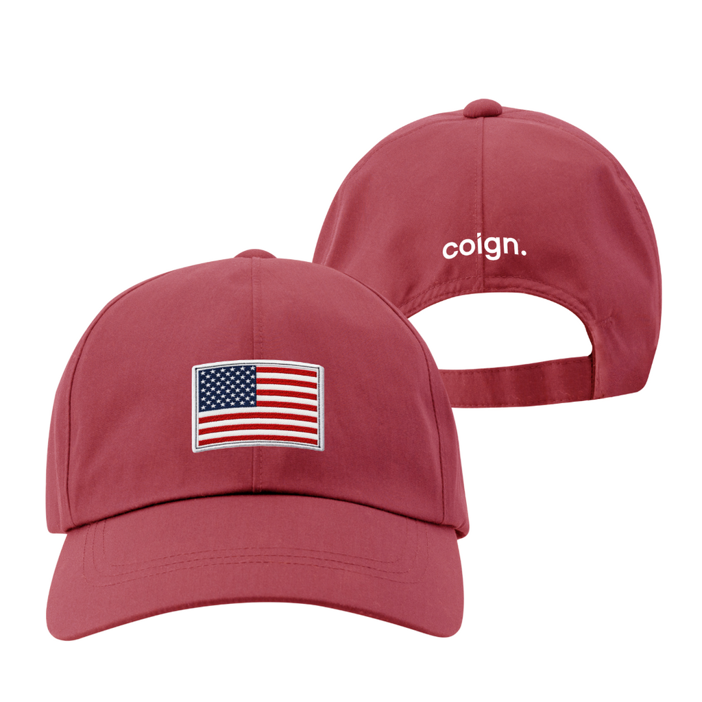 Embroidered USA Flag Hat Red
