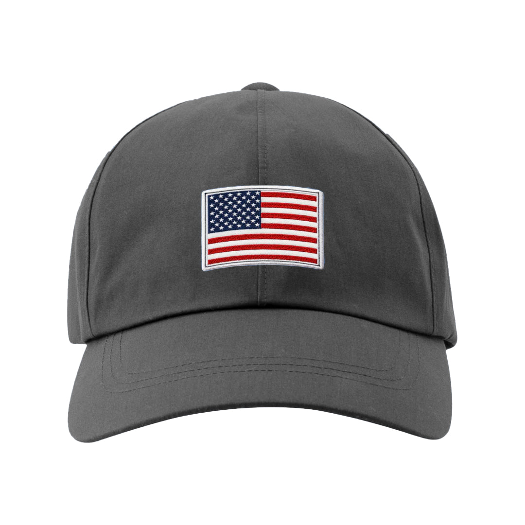 Embroidered USA Flag Hat Grey